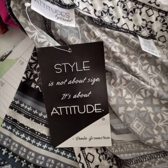 ATTITUDES BY RENEE PALLAZO PANTS BLUE & GRAY SZ.M NWT - Picture 7 of 8